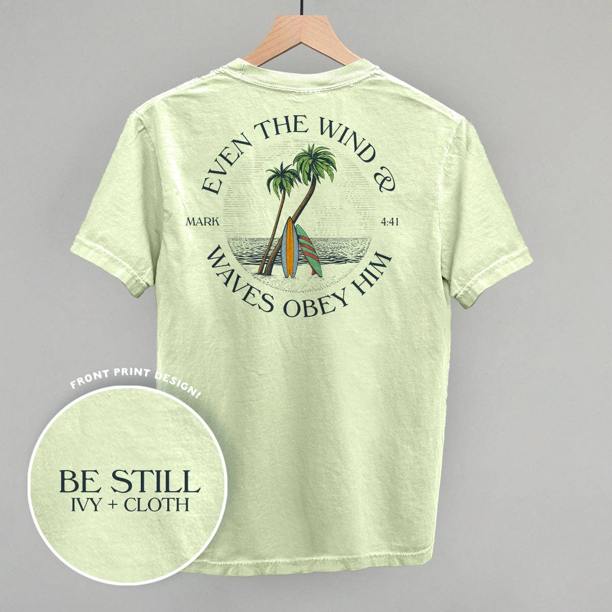 Ivy + Cloth - Vente T-shirt sérigraphié – femme - Même les vagues et le vent lui obéissent (Impression au dos)0