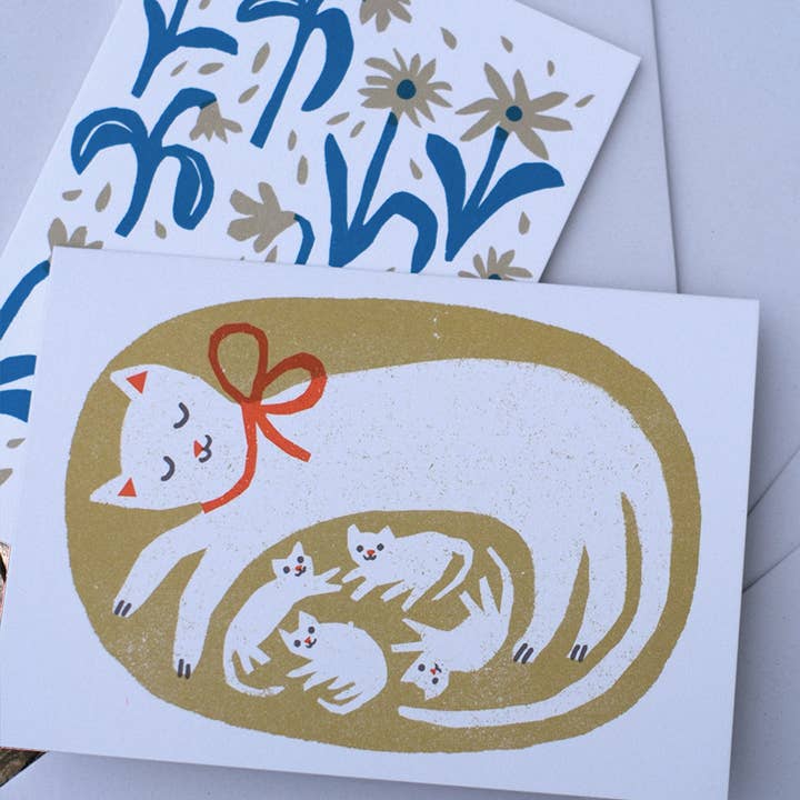 The Printed Peanut Homeware & Stationery - Wholesale Baby Card - Cat and Kittens A6 Card3