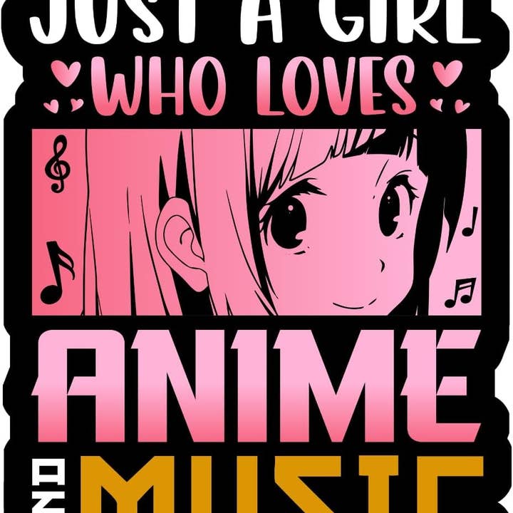 Just a girl who loves anime and music Waterproof Sticker for wholesale by Lyrical River Designs