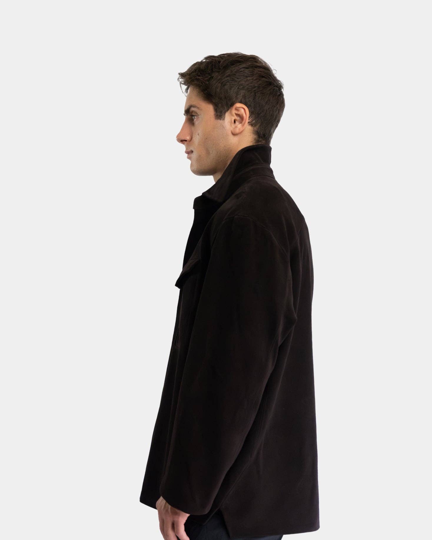 Dark Brown Arc Leather Shirt for wholesale on Faire2