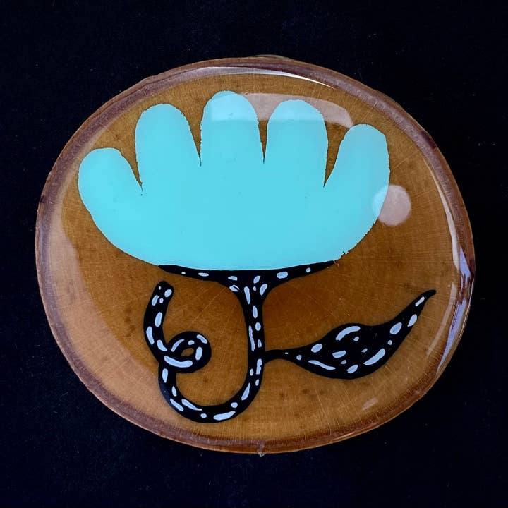 Untersetzer Birkenholz Hellblau Blume für den Großhandel von Artifacts of Joy
