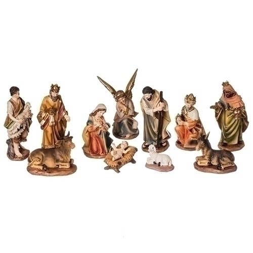Roman - Vente Crèche de Noël - Crèche de Noël colorée, ensemble de 11 pièces0