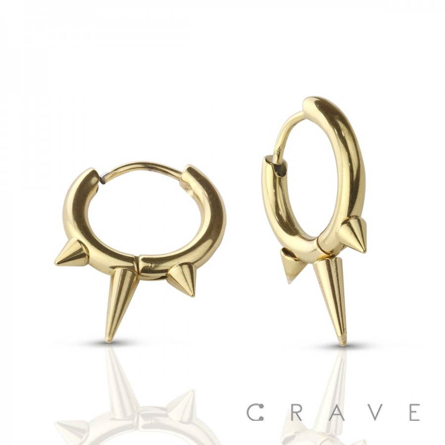 CRAVE - Wholesale Huggie Earrings - PAIR OF STAINLESS STEEL HUGGIE/HOOP EARRINGS WITH SPIKES2