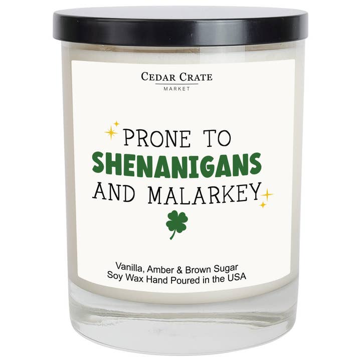 Bougie de la Saint-Patrick — Enclin aux frasques et aux balivernes pour la vente par Cedar Crate Market