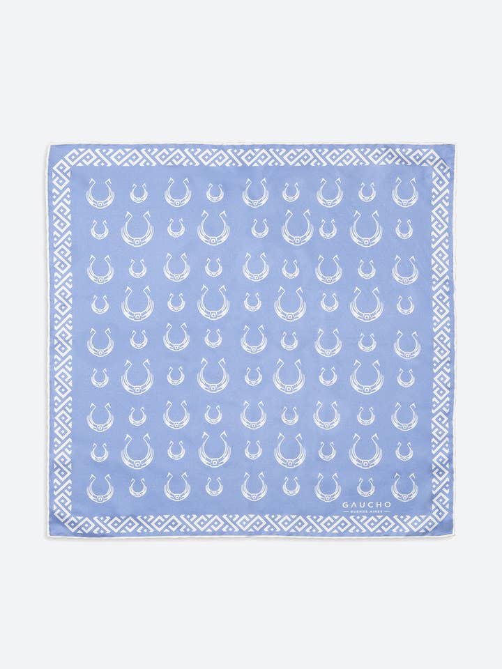Seiden-Herradura-Einstecktuch in Blau für den Großhandel von Gaucho Buenos Aires