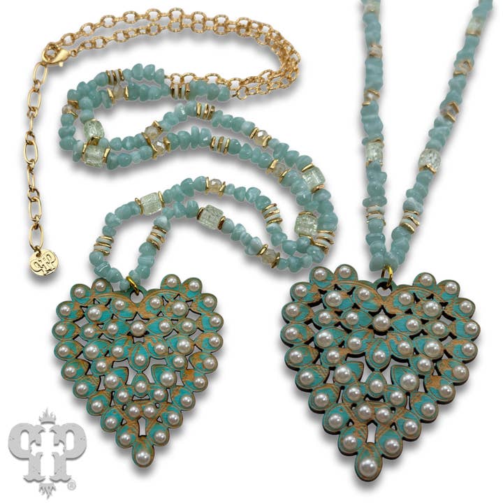 Pink Panache Brands - Wholesale Pendant/Charm Necklace - Laser cut rhinestone heart necklace1