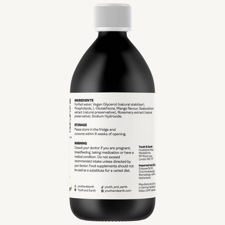 Youth & Earth - Vendita all'ingrosso Vitamine/integratori orali - Glutatione Liposomiale 400 mg Gusto Mango 250 ml1