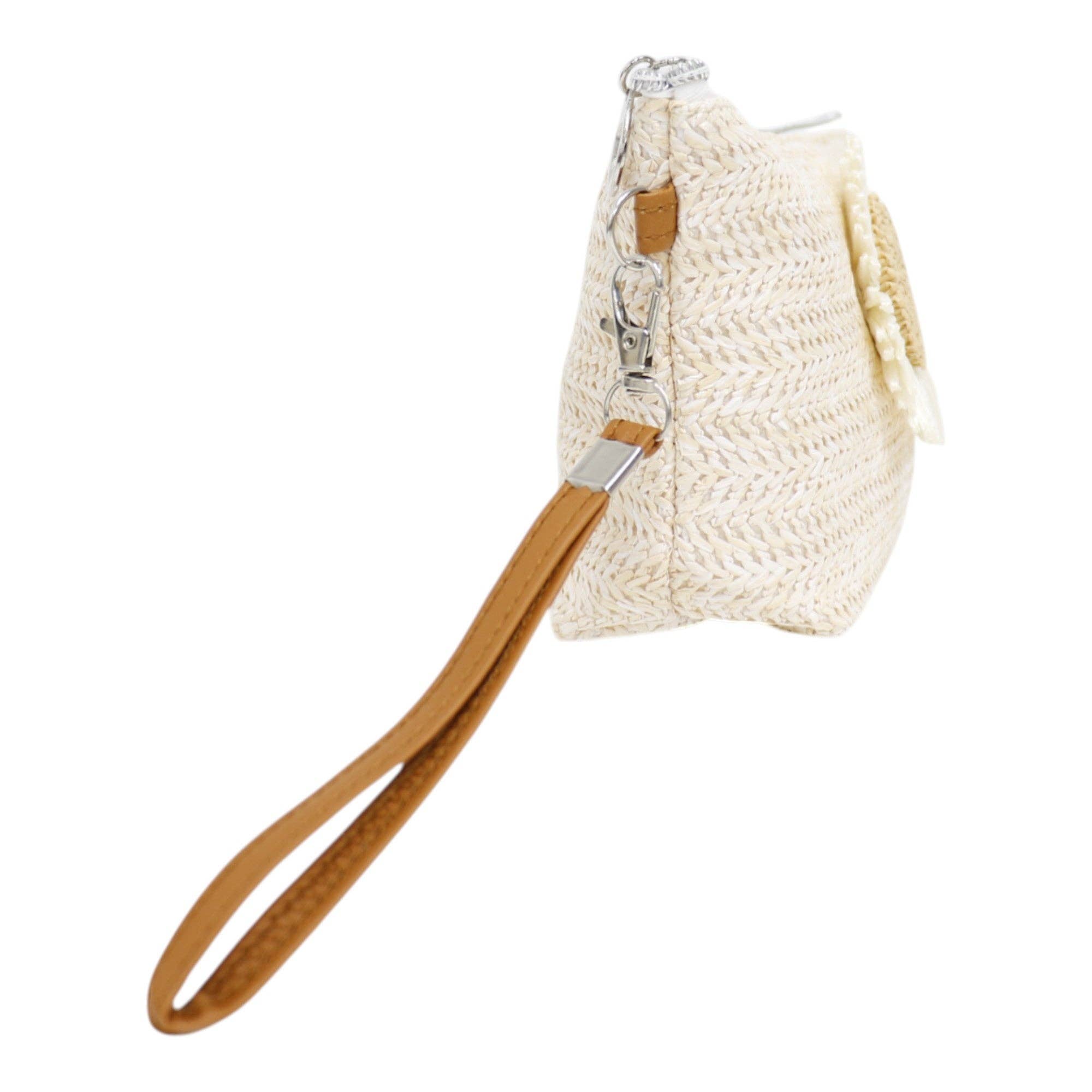 ASSORTED Daisy Flower Straw Makeup Pouch JB5526-7. (12PC) for wholesale on Faire10