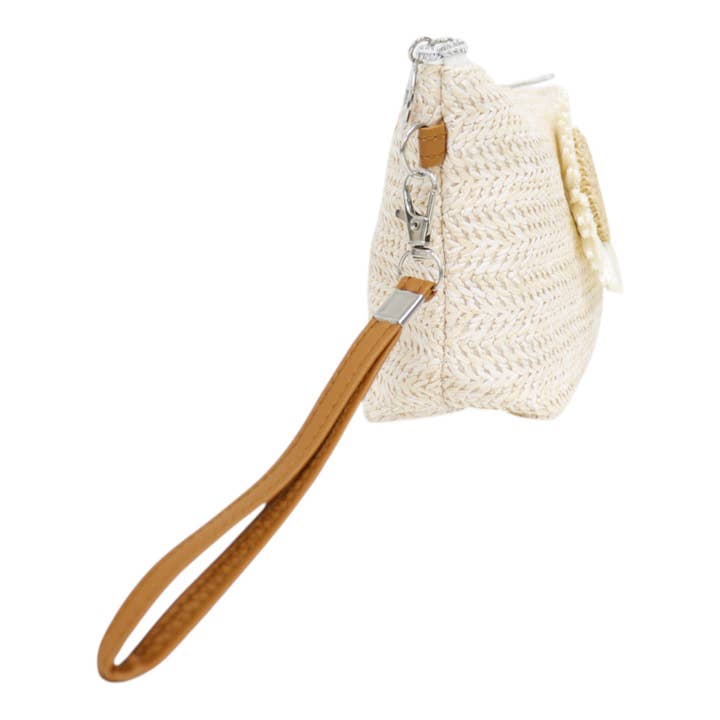 ASSORTED Daisy Flower Straw Makeup Pouch JB5526-7. (12PC) for wholesale on Faire10