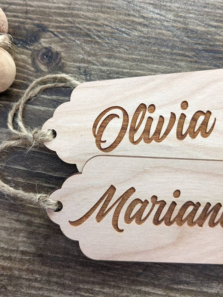 Etiquetas de madera para regalo, calcetín, adorno, personalización para venta al por mayor de Foxwood Gifts Canada