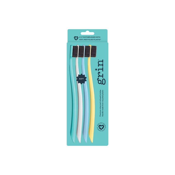 Recycled Toothbrush 4pk Soft Summer Beach for wholesale by Grin Natural Products