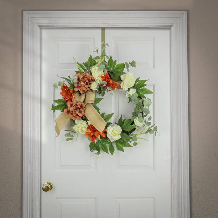 National Tree Company - Wholesale Wreath - 24 in. Fall Wreath with Hydrangea and Rose1