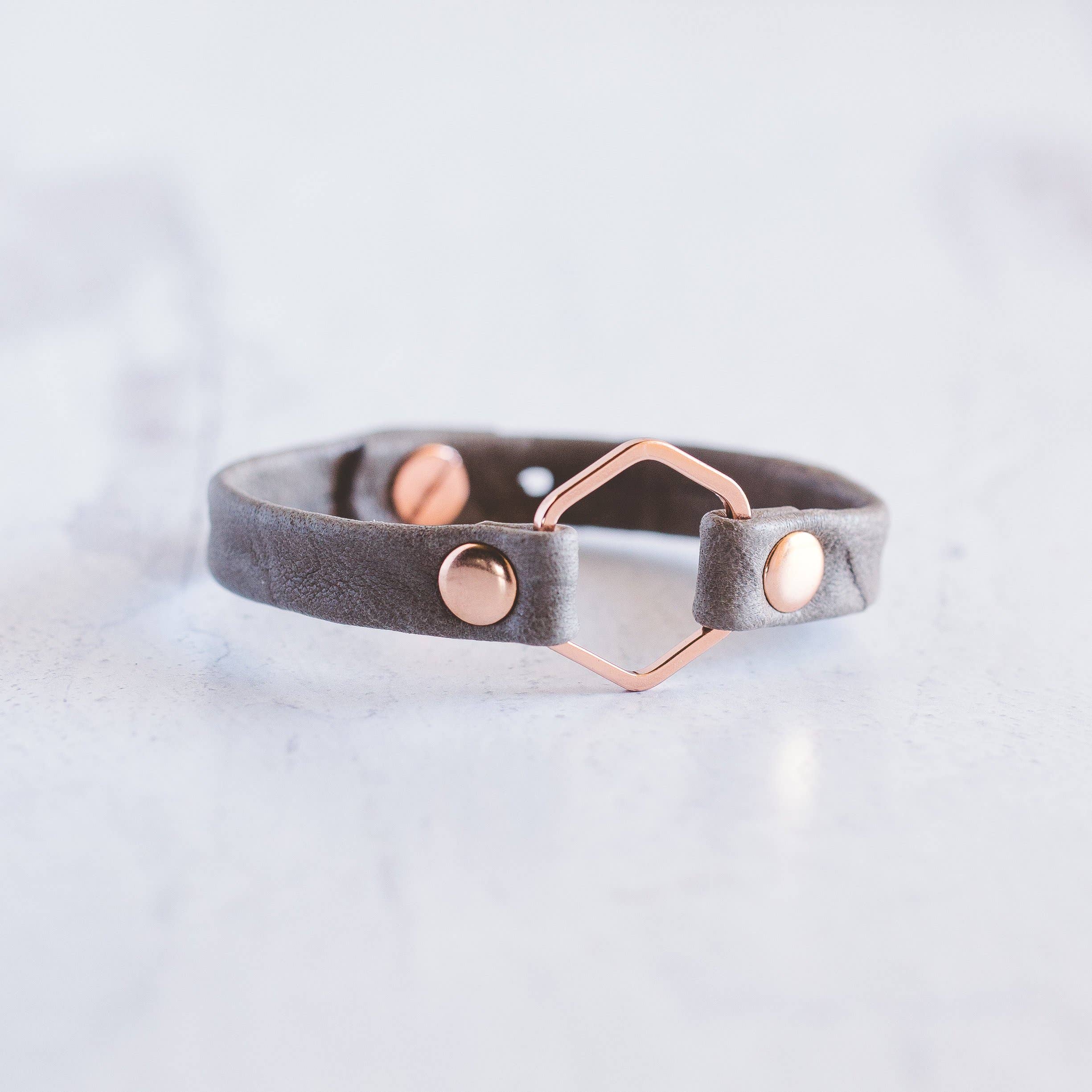 Giving Bracelets - Wholesale Bangle Bracelet - Honeycomb Leather Bracelet - Rose Gold15