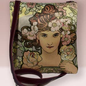 Leather Tote Bag Mucha Reverie Art Nouveau Shoulder Bag 