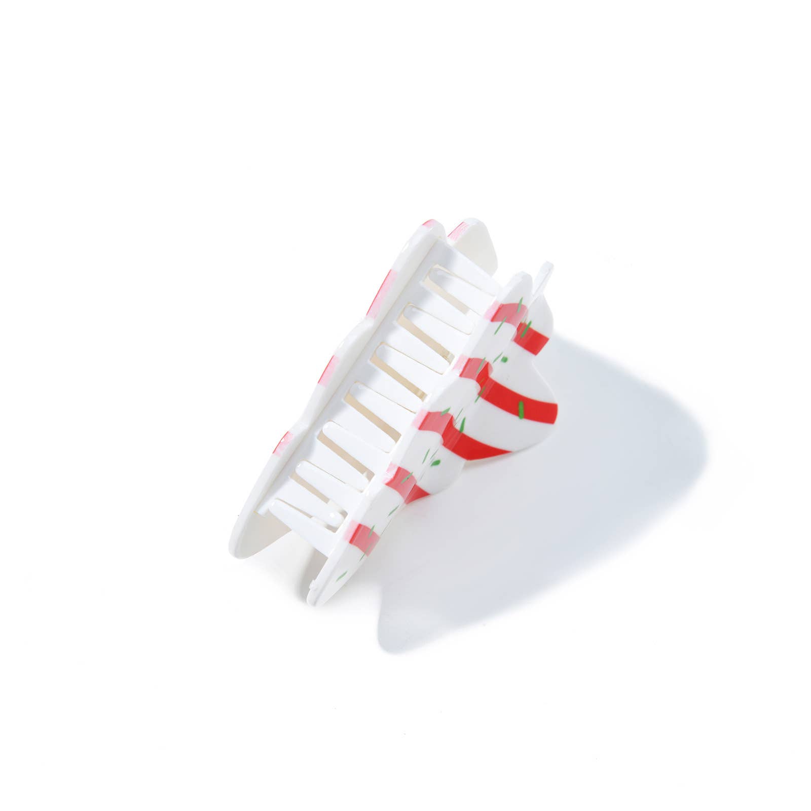 SoapElenGlen - Wholesale Hair Clip - Women's - Festive Red Striped Design Christmas Tree Hair Claw Clip2