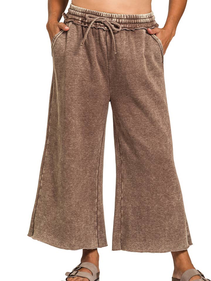 Plus Acid Wash Fleece Sweatpants With Pockets for wholesale by Vanilla Monkey