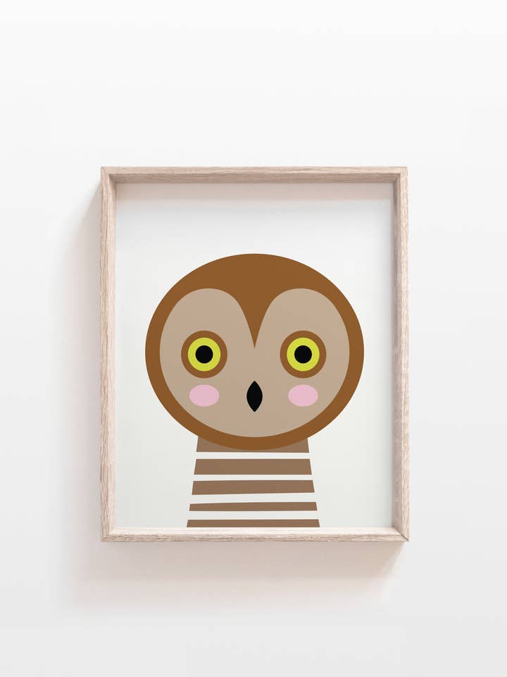 Uggla plantskola dekor, skogsmark djur väggkonst, barn affisch för wholesale av The Little Wagon