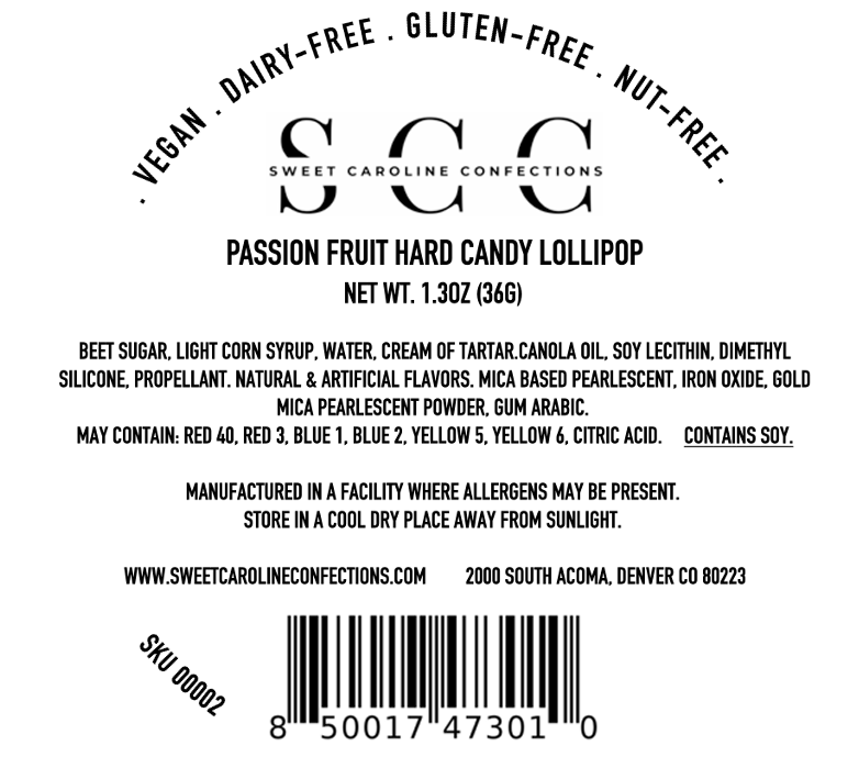 Sweet Caroline Confections - Wholesale Lollipop - Purple & Pink Lollipops, Passion Fruit, 10/Case - VEGAN4