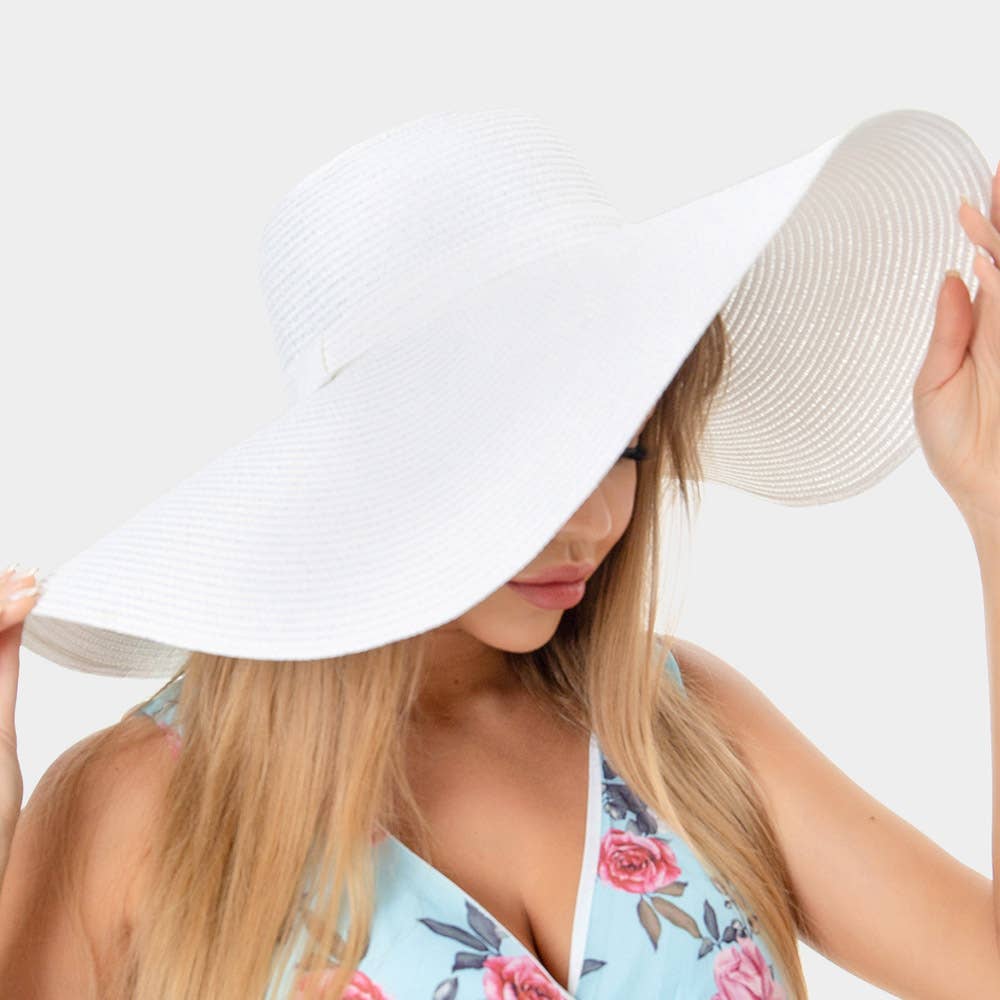 Sensibling Corp. - Vente Chapeau de paille – femme - Chapeau de soleil souple à large bord uni en paille12