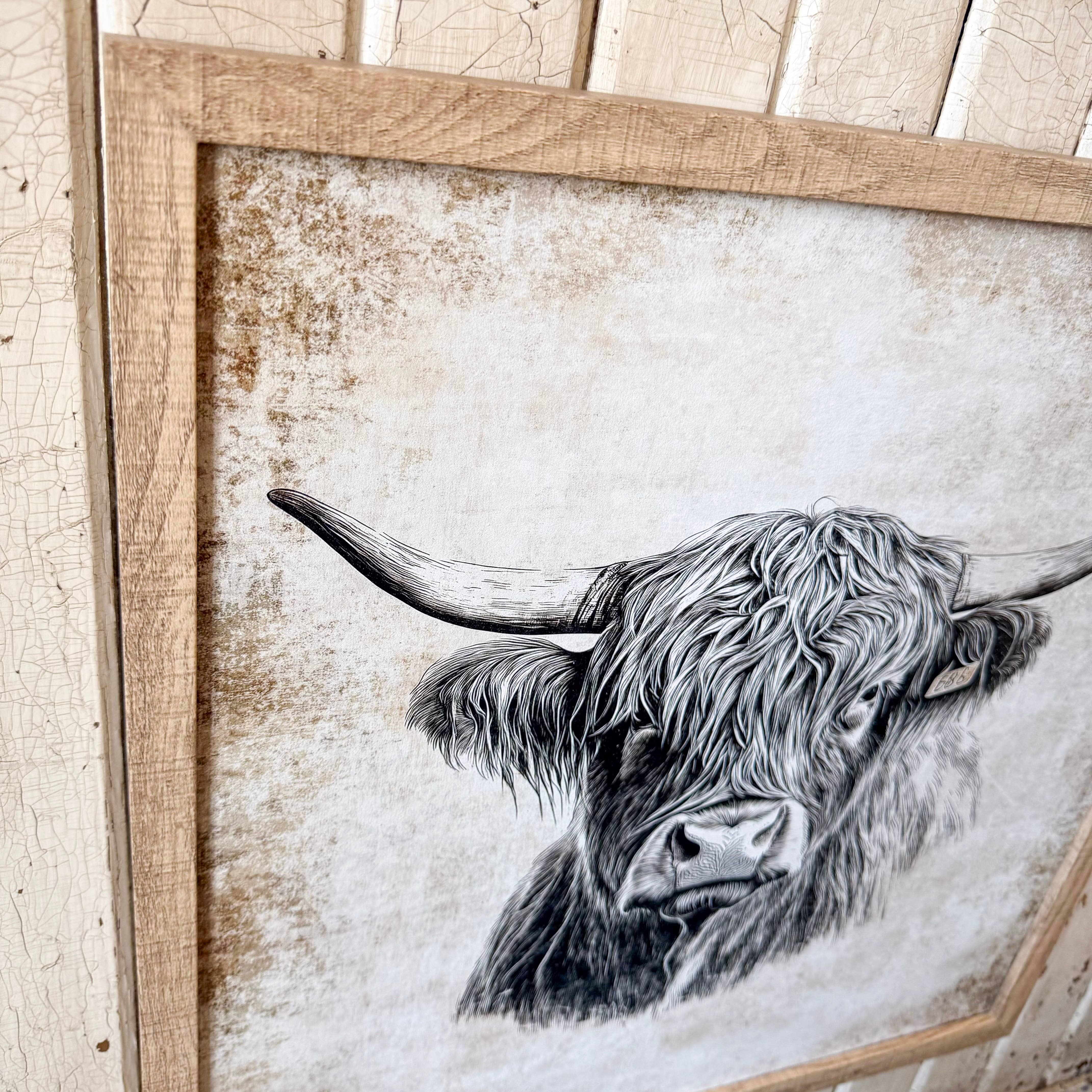 WillowBee Signs & Designs - Wholesale Sign - Neutral Highland Cow Wall Art Print3