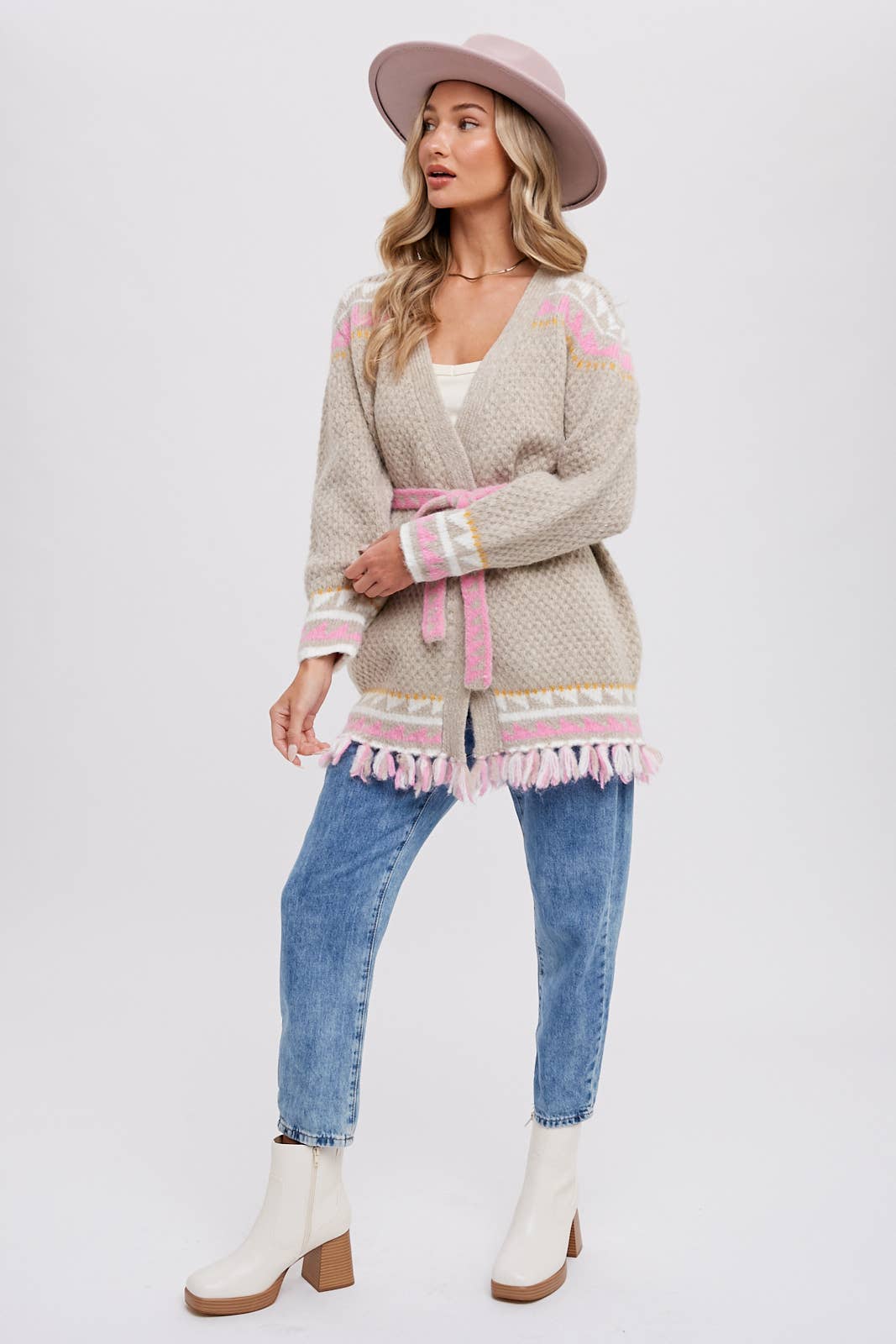 Bluivy – wholesale Cardigan – Women’s – AZTEC PATTERN BELTED CARDIGAN8