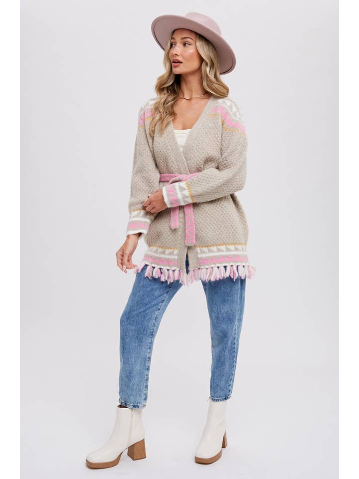 Bluivy – wholesale Cardigan – Women’s – AZTEC PATTERN BELTED CARDIGAN8