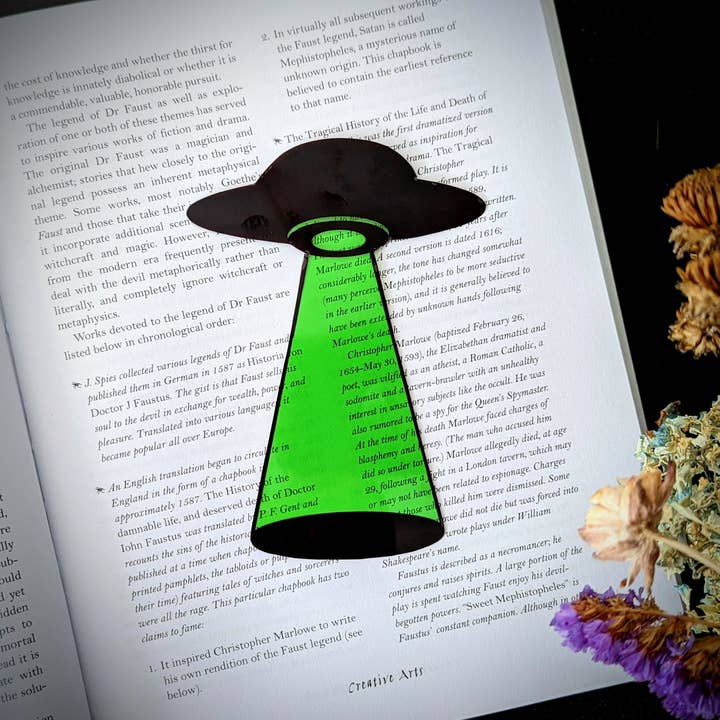 Dark Veinlet – Großhandel Lesezeichen – Clear Bookmark - Grüne UFO-Weltraum-Aliens
