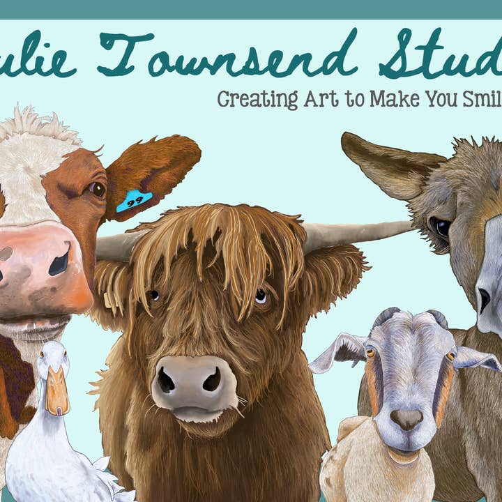 Julie Townsend Studio - Wholesale Recipe Card - Recipe Cards - Set of 12 Adorable Goat Recipe Cards - 1105