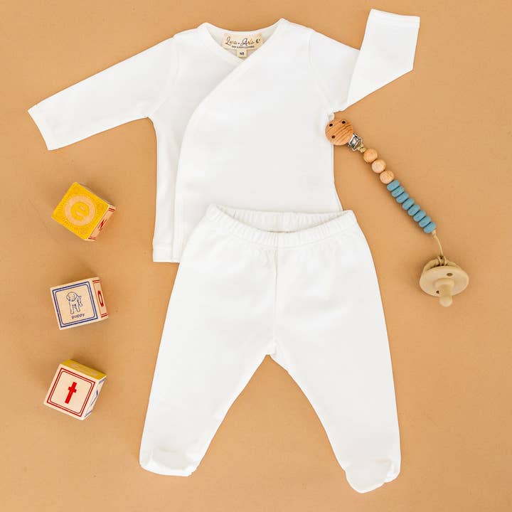Magnolia Baby - Wholesale Clothing Set - Baby - Luna & Arlo Basics Kimono Footed Pant Set - Ivory