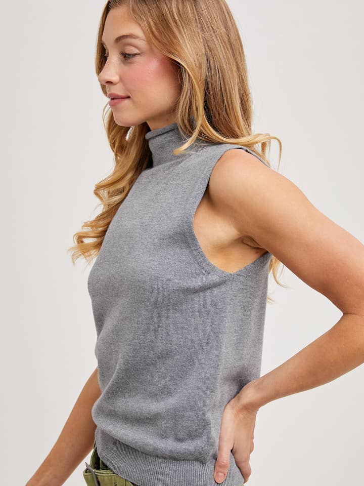Bluivy - Wholesale Knit Top - Women's - MOCK NECK SLEEVELESS KNIT TOP3