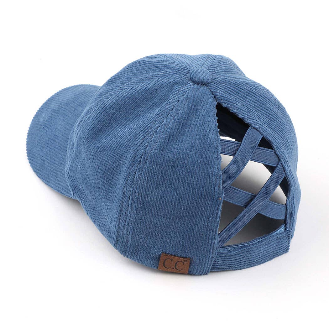 Fashion City - Wholesale Ponytail Cap - Women's - Corduroy Criss-Cross Pony Cap13
