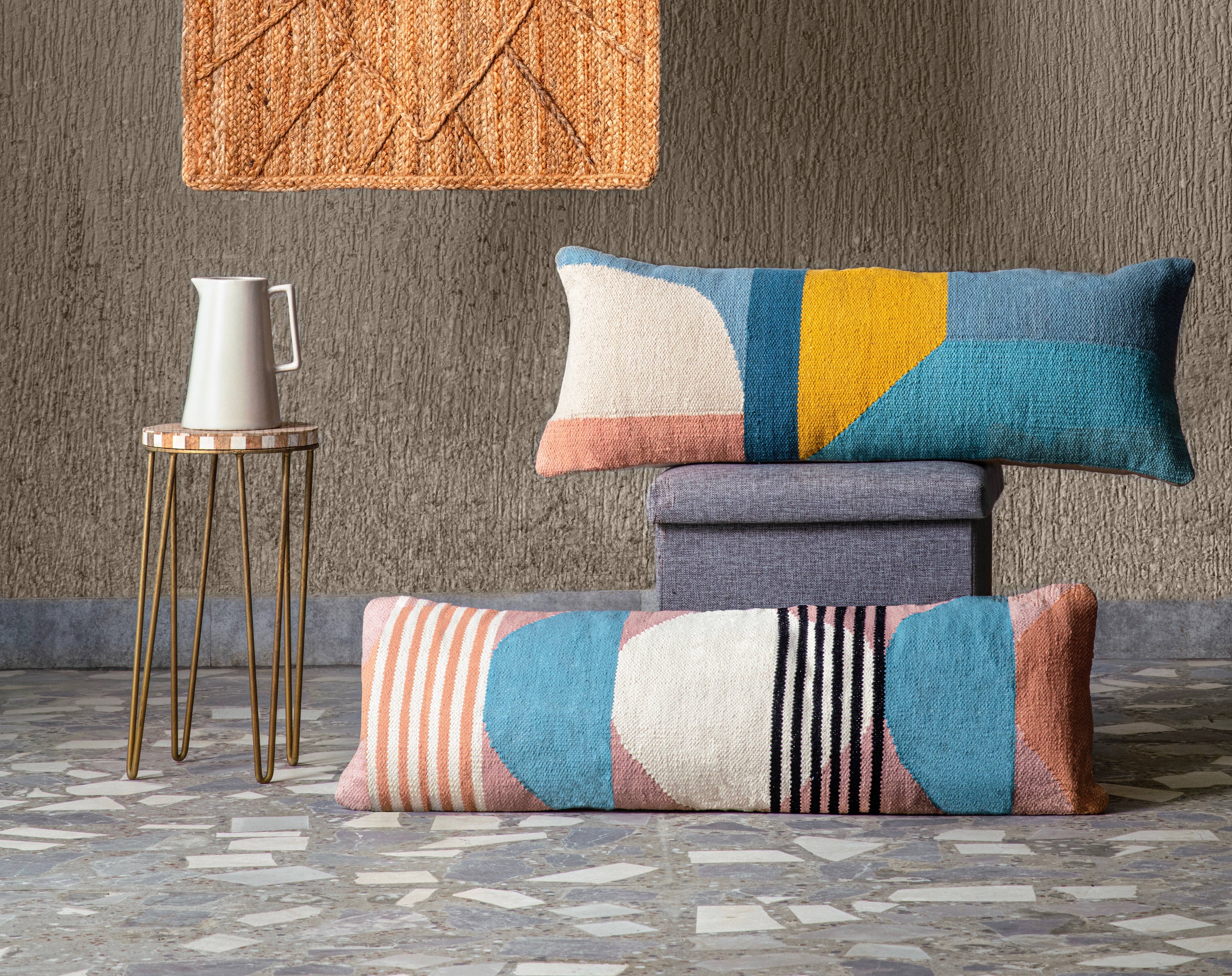 Casa Amarosa - Wholesale Lumbar Pillow - Handmade Circle Geo Lumbar Pillow, Multi - 12x34 inch7