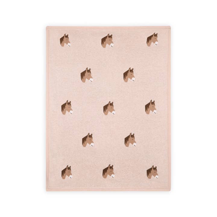 Horse Dreams - Organic Cotton Jacquard Knit Baby Blanket for wholesale by Viverano Organics