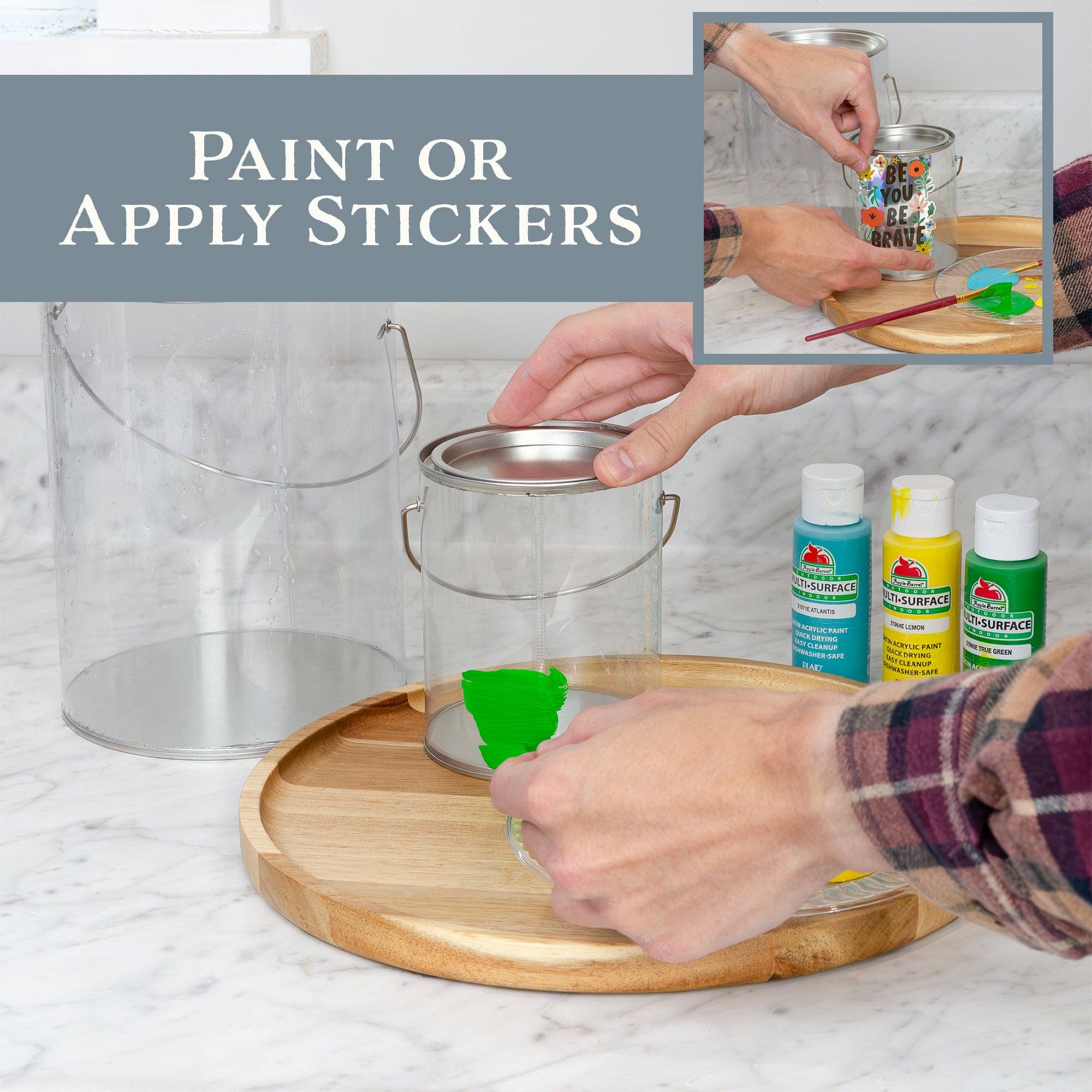 Kurated Korner – wholesale Decorative jar – Cornucopia Clear Plastic Paint Cans, 1Gal & 1qt (Set of 2)2