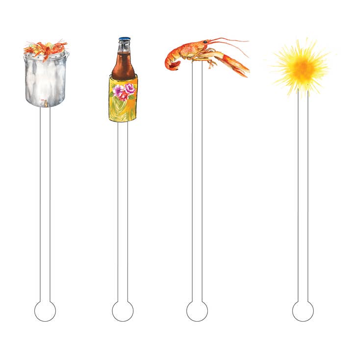 SUMMER CRAWFISH BOIL ACRYLIC STIR STICKS COMBO for wholesale by XO ACRYLICS | ACRYLIC STICKS