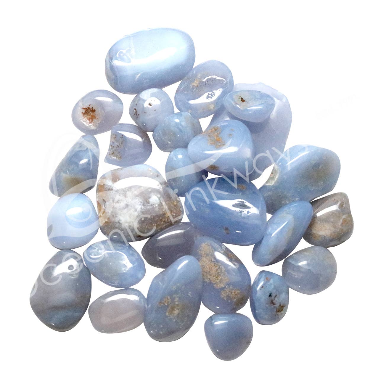 Oceanic Linkways Inc – wholesale Spiritual stone/crystal – (KG)PEBBLES - CHALCEDONY, BLUE 20-50 MM0