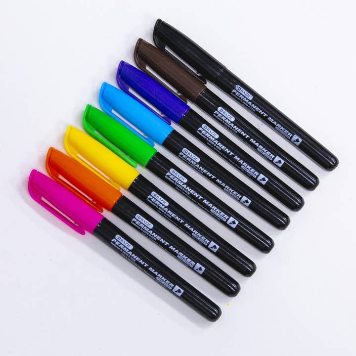 BAZIC Products - Wholesale Marker - Fine Tip Bright Color Permanent Markers (5/Pack)