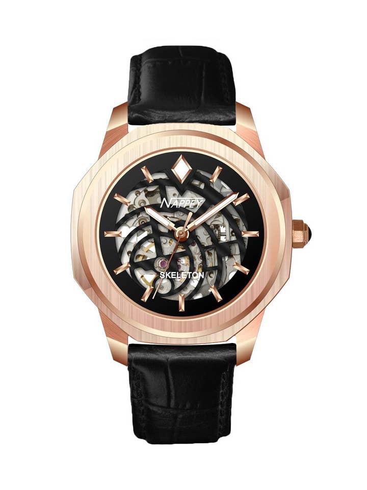 Pannolino Skeleton in oro rosa e pelle nera nera 115X94X760 per la vendita all'ingrosso da parte di Nappey