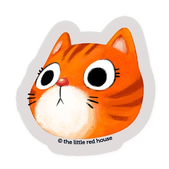 Adesivo trasparente a forma di gatto soriano arancione per la vendita all'ingrosso da parte di The Little Red House