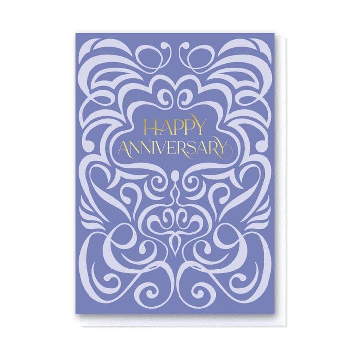 Lilac Two-Tone Swirl Happy Anniversary Card for wholesale by Grace Jackson Design