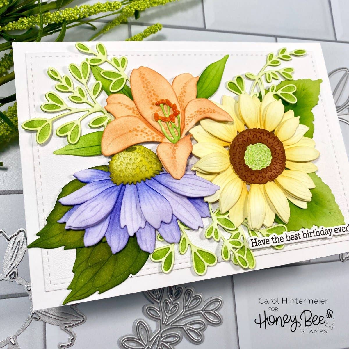 Honey Bee Stamps - Vente Tampon encreur/décoratif - À l'intérieur : Sentiments d'anniversaire - Ensemble de tampons photopolymères 6x62