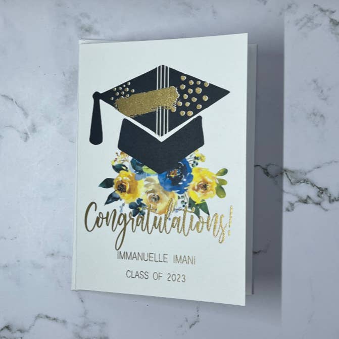 D. Johnson & Co Greetings - Wholesale Graduation Card - Floral Cap Grad Card3