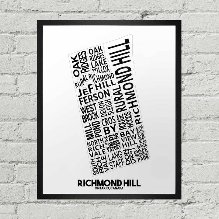 Stampa tipografica della mappa del quartiere di Richmond Hill ON per la vendita all'ingrosso da parte di Damon D Chan