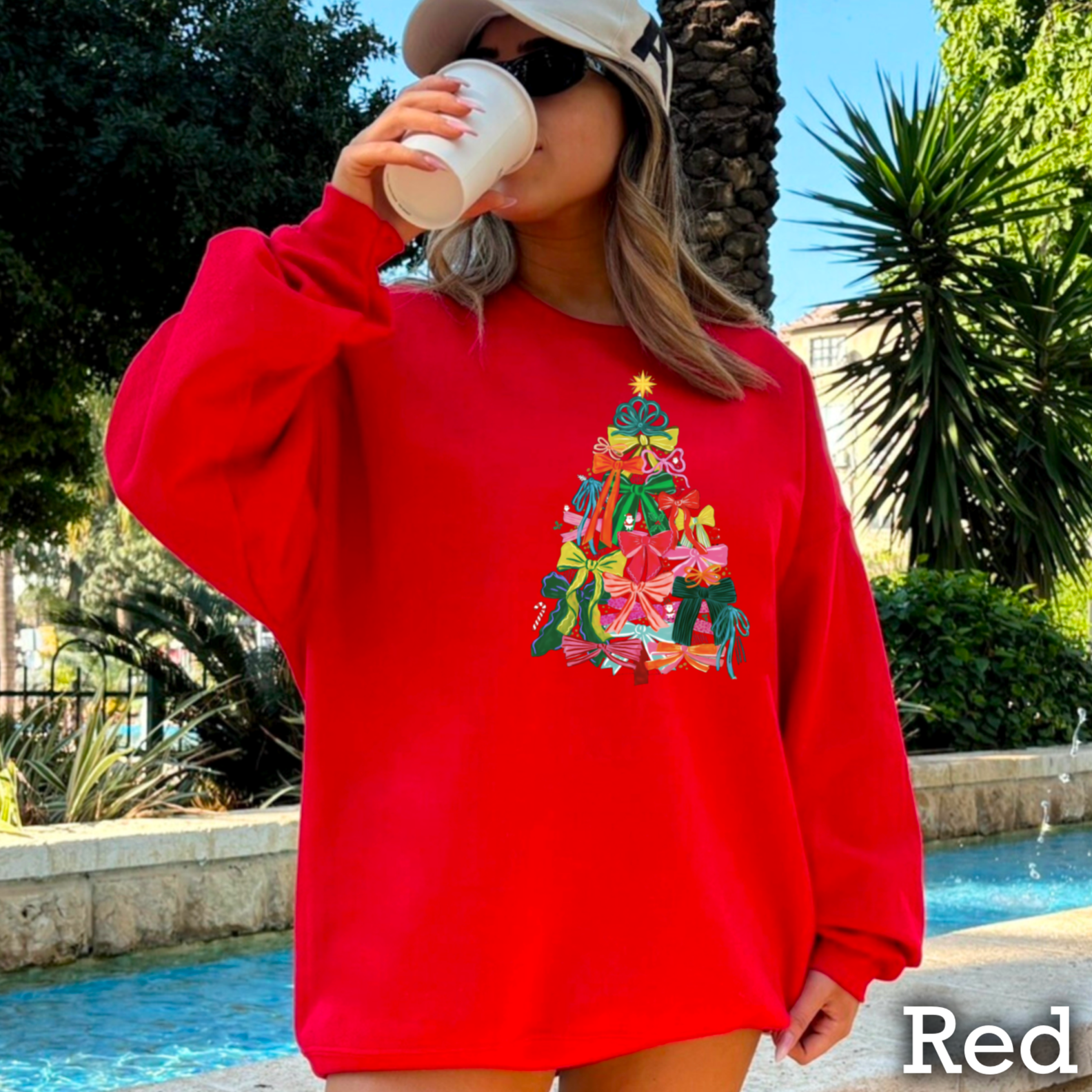 Shoppe SHC - Wholesale Graphic Sweatshirt - Women's - Bow Christmas Tree Christmas Sweatshirt | Gildan 15