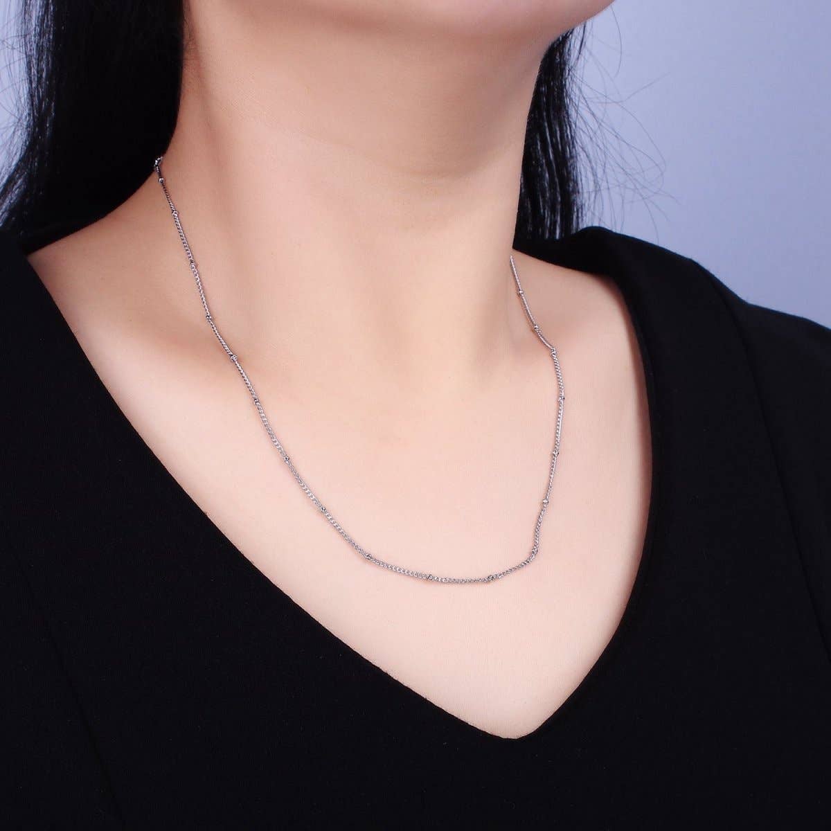 Aim Eternal – Colar de elos e correntes por atacado – Colar de Corrente com Contas em Ouro 14K, Colar de Corrente Satélite Prateado Dourado 18 polegadas | WA-1843 WA-1844 Preço de Liquidação4