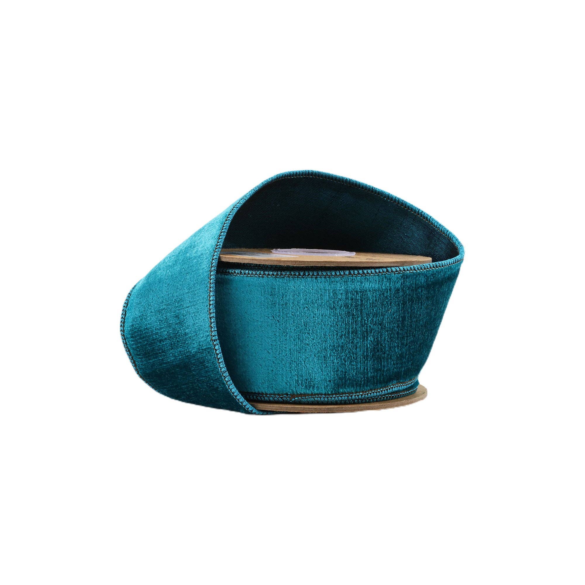 LA Ribbons Wholesale – wholesale Band – 2 1/2" Trådbunden Sammet Premium Band | Teal med Teal Metallisk Dupioni Baksida | 5 Yards Rulle
