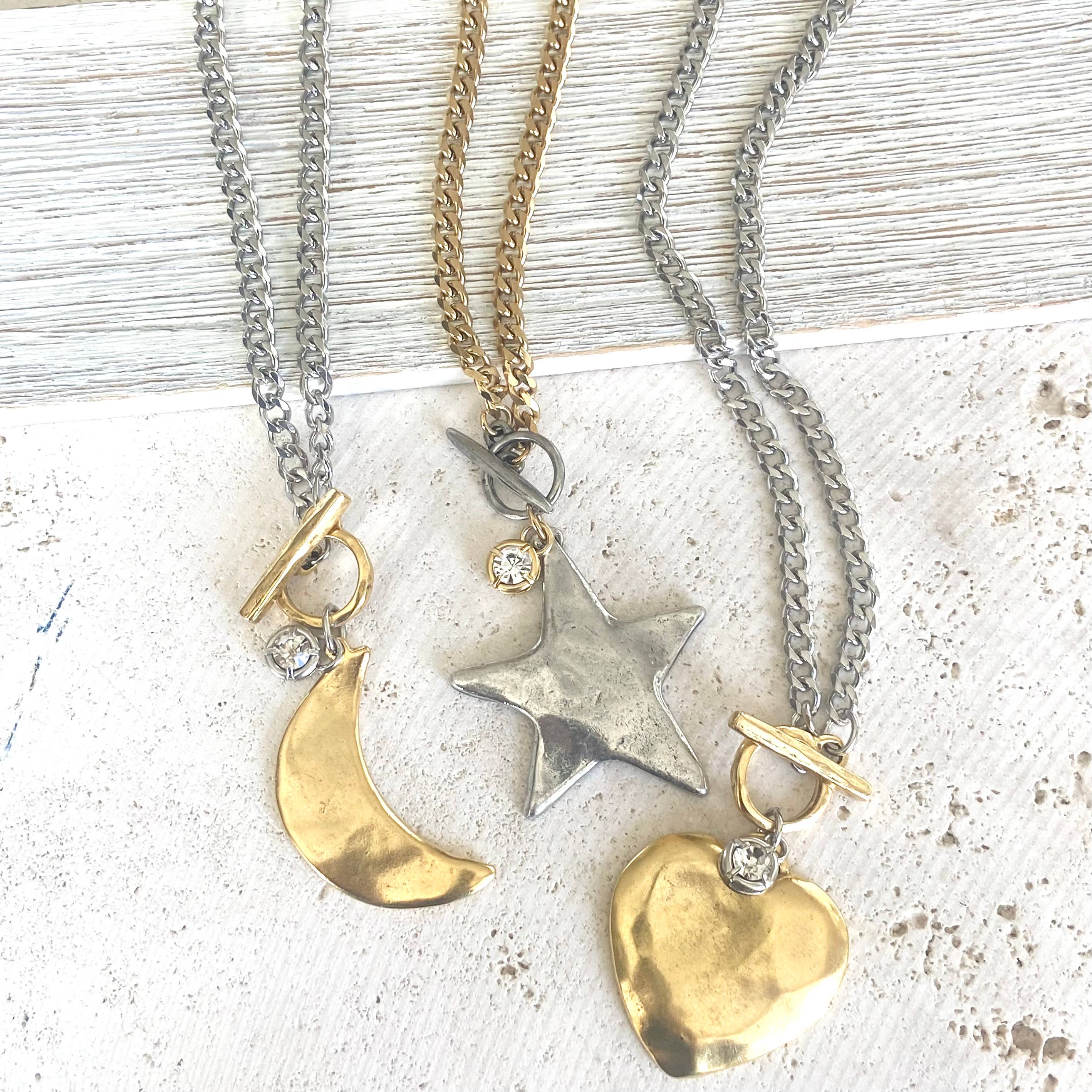 VB&CO Designs Handmade Jewelry - Wholesale Pendant/Charm Necklace - Star moon heart mixed meta necklaces no tarnish jewelry 20259