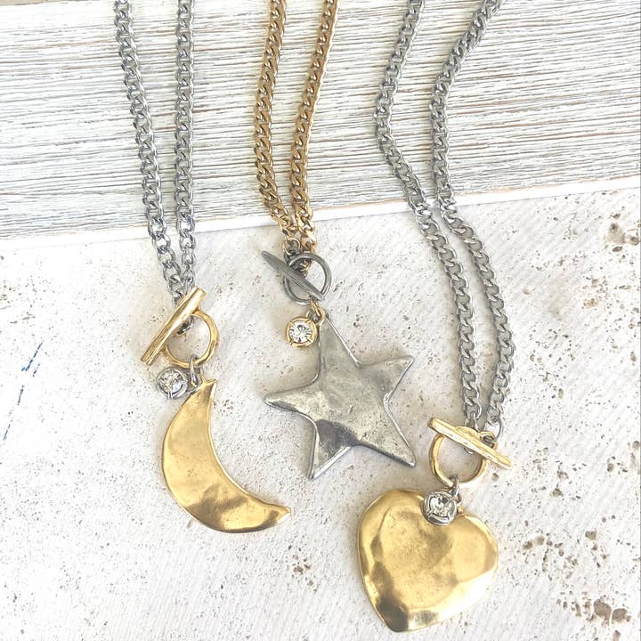 VB&CO Designs Handmade Jewelry - Wholesale Pendant/Charm Necklace - Star moon heart mixed meta necklaces no tarnish jewelry 20259