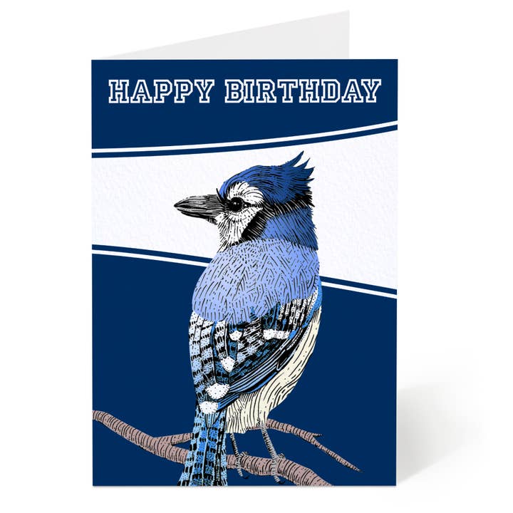 Blue Jay Birthday Card for wholesale by Oliver Stockley