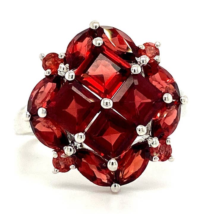Garnet Ring in .925 Sterling Silver KSR - 18414 for wholesale by Kotawala Jewels